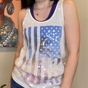 PINK Sequined Tank Top Size Small